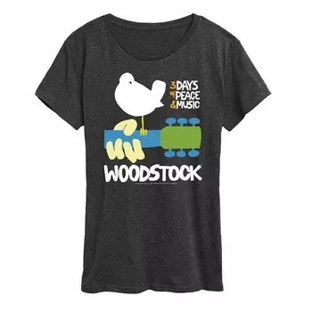Женская футболка с плакатом Woodstock и графическим рисунком Licensed Character, цвет Heather Charcoal