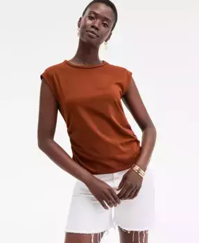 Женская футболка с плетеным воротником-гольф On 34th, коричневый