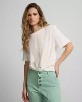 Женская футболка с подплечниками и узлом Silbon, белый