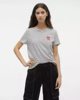 Женская футболка с полосками с коротким рукавом Vero Moda, белый