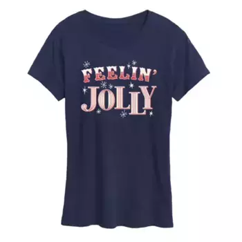 Женская футболка с праздничным принтом в виде леденца «Feelin' Jolly» Licensed Character, синий