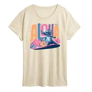Женская футболка с принтом алоха для серфинга Lilo & Stitch Disney, бежевый