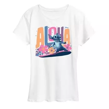 Женская футболка с принтом алоха для серфинга Lilo & Stitch Disney, белый