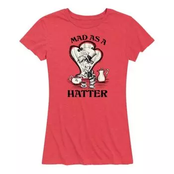 Женская футболка с принтом «Безумный как Шляпник» из «Алисы в стране чудес» Disney, красный