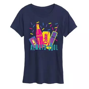 Женская футболка с принтом «Coca-Cola Coke Always Cool» Licensed Character, синий