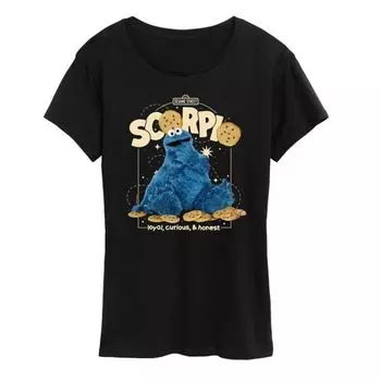 Женская футболка с принтом Cookie Monster из "Улицы Сезам" для Скорпионов Licensed Character, черный