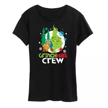 Женская футболка с принтом «Доктор Сьюз, маленький Гринч» и «Grinchmas Crew» Licensed Character, черный