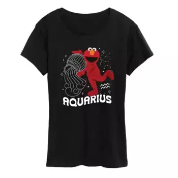 Женская футболка с принтом Elmo из "Улицы Сезам" в стиле Aquarius Licensed Character, черный