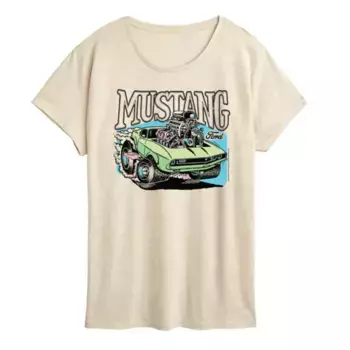 Женская футболка с принтом Ford Vintage Mustang Licensed Character, бежевый