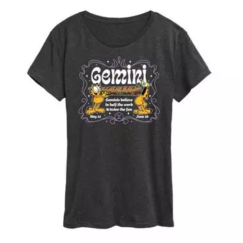 Женская футболка с принтом Garfield Gemini Licensed Character, серый