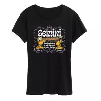 Женская футболка с принтом Garfield Gemini Licensed Character, черный