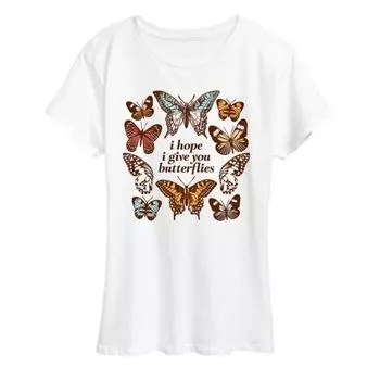 Женская футболка с принтом «Give you butterfly» Licensed Character, белый
