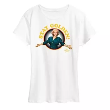Женская футболка с принтом «Golden Girls Rose Stay Golden» Licensed Character, белый
