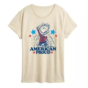 Женская футболка с принтом "Горжусь Америкой" в стиле Peanuts Pigpen Licensed Character, бежевый