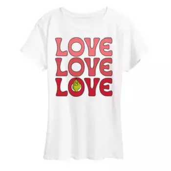 Женская футболка с принтом «Grinch Love Stack» Licensed Character, белый