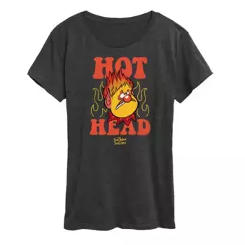 Женская футболка с принтом Heat Miser "Горячая голова" из мультфильма "Год без Санта-Клауса" Licensed Character, серый
