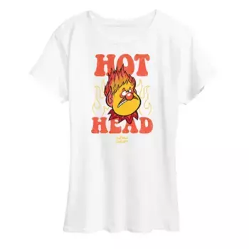 Женская футболка с принтом Heat Miser "Горячая голова" из мультфильма "Год без Санта-Клауса" Licensed Character, белый
