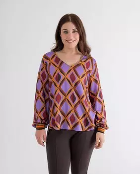 Женская футболка с принтом и V-образным вырезом October, мультиколор