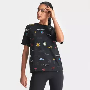 Женская футболка с принтом Jordan Flight по всей поверхности, черный