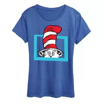 Женская футболка с принтом "Кот в шляпе" Dr Seuss Licensed Character, синий