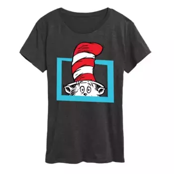 Женская футболка с принтом "Кот в шляпе" Dr Seuss Licensed Character, серый