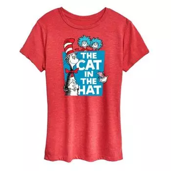 Женская футболка с принтом "Кот в шляпе" Dr Seuss Licensed Character, красный
