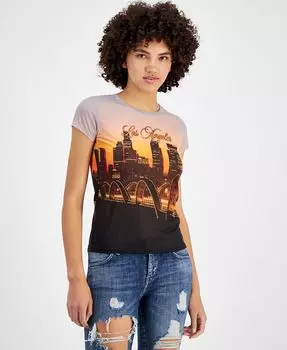 Женская футболка с принтом LA Bridge Sunset GUESS, белый