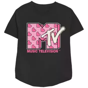 Женская футболка с принтом логотипа MTV в виде сердца Licensed Character, черный