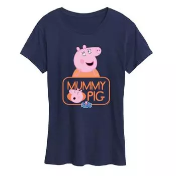 Женская футболка с принтом "Мама Свинка" из мультфильма "Свинка Пеппа" Licensed Character, синий
