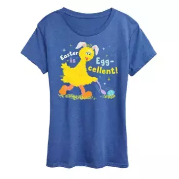 Женская футболка с принтом "Отличная" Big Bird из Улицы Сезам Licensed Character, синий