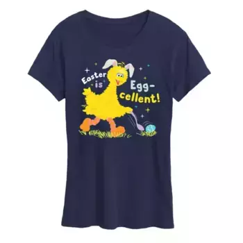 Женская футболка с принтом "Отличная" Big Bird из Улицы Сезам Licensed Character, синий