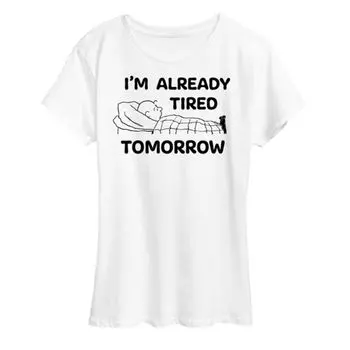 Женская футболка с принтом «Peanuts Charlie Brown tired tomorrow» Licensed Character, белый
