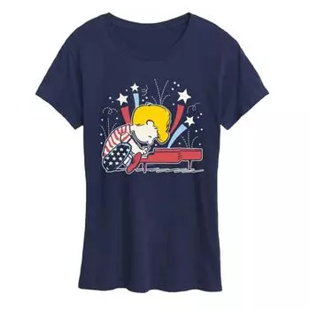 Женская футболка с принтом «Peanuts Schroeder Americana» Licensed Character, синий
