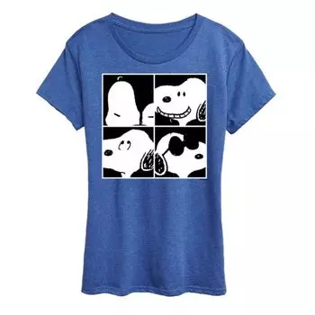 Женская футболка с принтом «Peanuts Snoopy Square» Licensed Character, синий