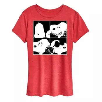 Женская футболка с принтом «Peanuts Snoopy Square» Licensed Character, красный