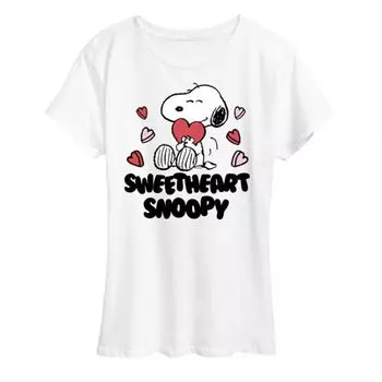 Женская футболка с принтом «Peanuts Sweetheart» и изображением Снупи Licensed Character, белый