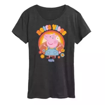 Женская футболка с принтом Peppa Pig в ретро-стиле Licensed Character, серый