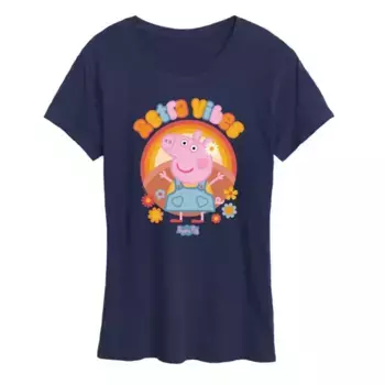 Женская футболка с принтом Peppa Pig в ретро-стиле Licensed Character, синий