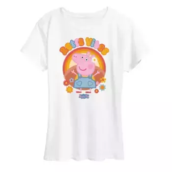 Женская футболка с принтом Peppa Pig в ретро-стиле Licensed Character, белый