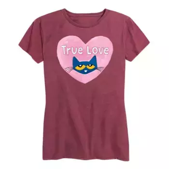 Женская футболка с принтом "Pete the Cat" и надписью "Настоящая любовь" Licensed Character, красный