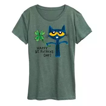 Женская футболка с принтом "Pete the Cat" ко Дню святого Патрика Licensed Character, зеленый