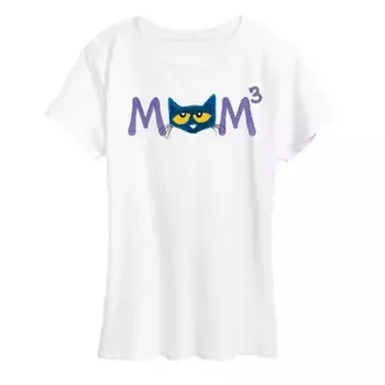 Женская футболка с принтом "Pete the Cat" и надписью "Mom cubed" Licensed Character, белый