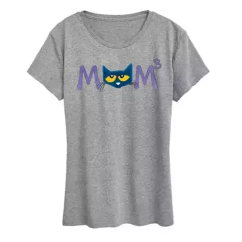 Женская футболка с принтом "Pete the Cat" и надписью "Mom cubed" Licensed Character, серый