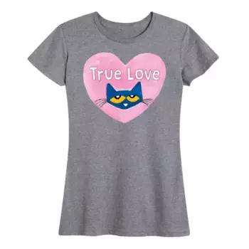 Женская футболка с принтом "Pete the Cat" и надписью "Настоящая любовь" Licensed Character, серый