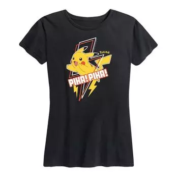 Женская футболка с принтом "Пика-пика" Pokemon Licensed Character, черный
