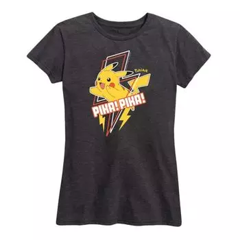 Женская футболка с принтом "Пика-пика" Pokemon Licensed Character, серый