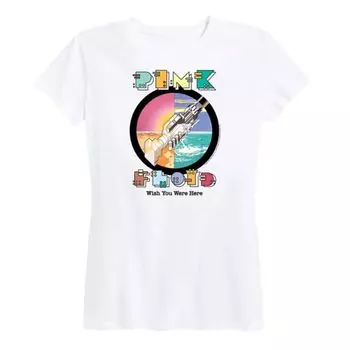 Женская футболка с принтом Pink Floyd "Рукопожатие робота" Licensed Character, белый