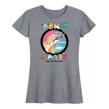 Женская футболка с принтом Pink Floyd "Рукопожатие робота" Licensed Character, серый