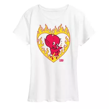 Женская футболка с принтом "Пламенное сердце" Hot Stuff Licensed Character, белый