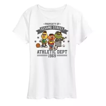 Женская футболка с принтом Sesame Street Athletic Dept Licensed Character, белый